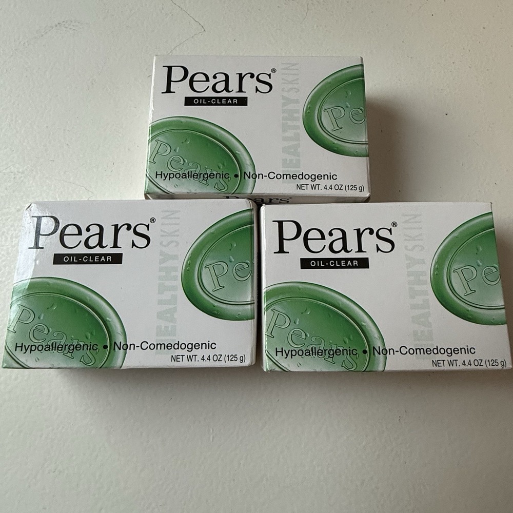 Vintage Lot of 3 PEARS Hypoallergenic Oil Clear Bar Soaps original package Green